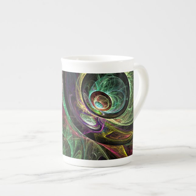 Eye to Eye Abstract Art Bone China Mug (Front Right)