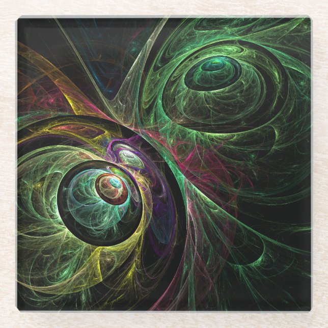 Eye to Eye Abstract Art Glass Coaster (Front)