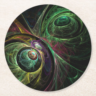 Eye to Eye Abstract Art Round Paper Coaster
