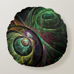 Eye to Eye Abstract Art Round Pillow