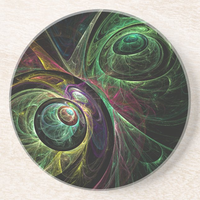 Eye to Eye Abstract Art Sandstone Coaster (Front)