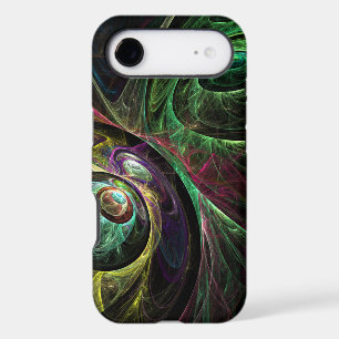 Eye to Eye Modern Fractal Green Gold Abstract Art