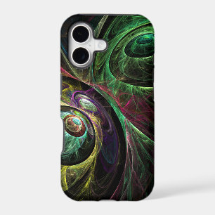 Eye to Eye Modern Fractal Green Gold Abstract Art 