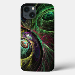 Eye to Eye Modern Fractal Green Gold Abstract Art  iPhone 13 Case