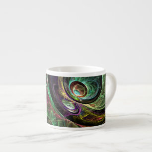 Eye to Eye Modern Fractal Green Gold Abstract Art Espresso Cup