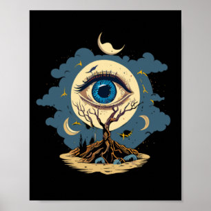 Eye Tree Moon Art Poster