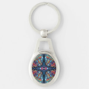 Eye Twisted and Trippy Painting blue Key Ring