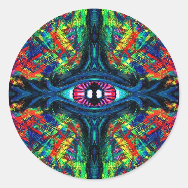 Eye Twisted and Trippy Painting Classic Round Sticker (Front)