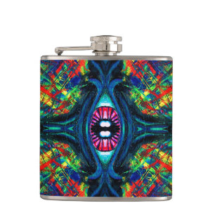 Eye Twisted and Trippy Painting Hip Flask