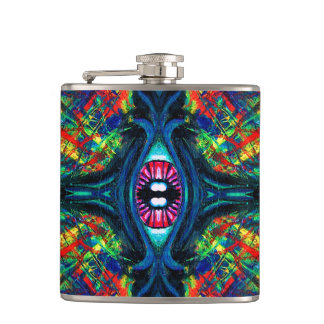 Eye Twisted and Trippy Painting Hip Flask