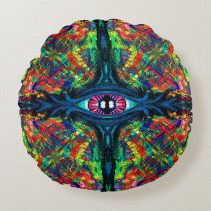 Eye Twisted and Trippy Painting Round Cushion