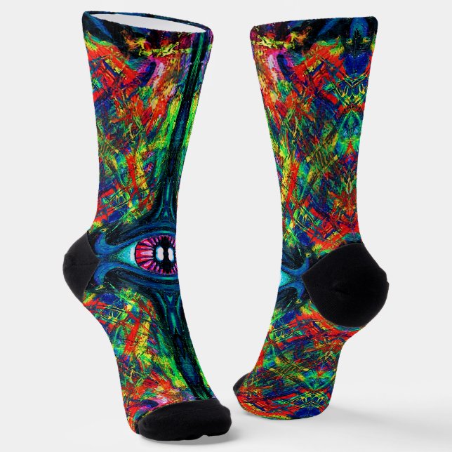 Eye Twisted and Trippy Painting Socks (Angled)