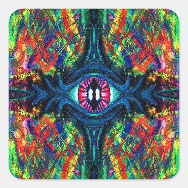 Eye Twisted and Trippy Painting Square Sticker (Front)
