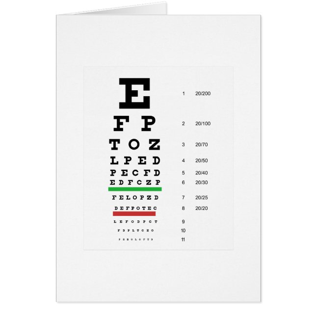 eye vision chart of Snellen for opthalmologist (Front)