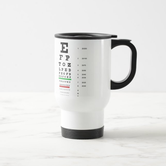 eye vision chart of Snellen for opthalmologist Travel Mug (Right)