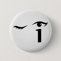 Eye winking with letter i forming the eyeball