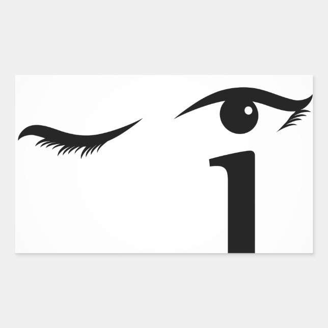 Eye winking with letter i forming the eyeball rectangular sticker (Front)