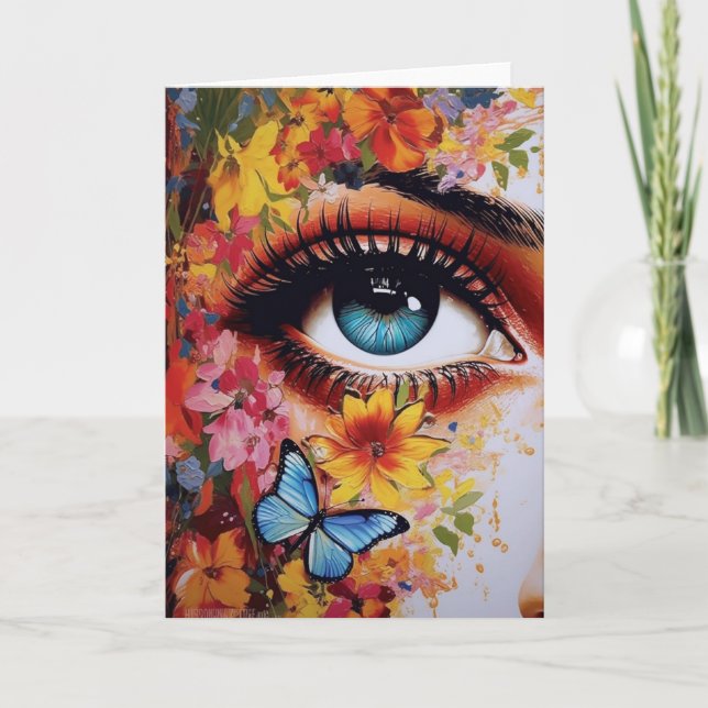 Eye With Flowers and Butterfly Card (Front)