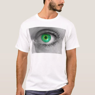 Eye with green iris looks at viewer concept macro T-Shirt