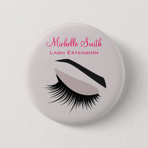 Eye with long lashes lash extension branding 6 cm round badge