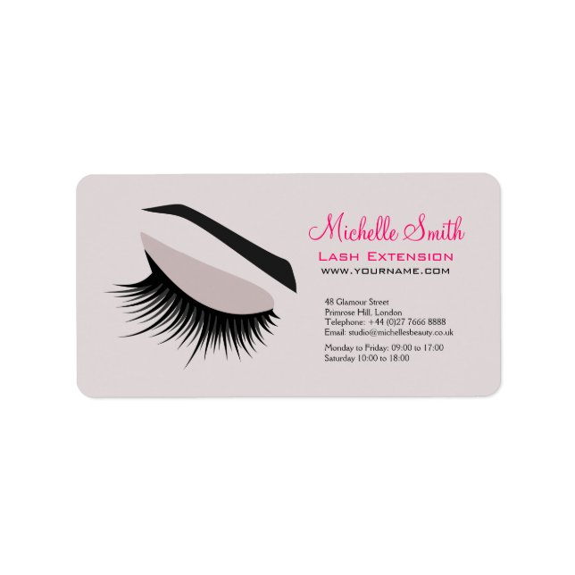 Eye with long lashes lash extension branding label (Front)