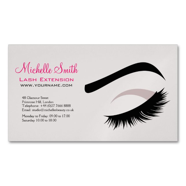 Eye with long lashes lash extension branding 	Magnetic business card (Front)