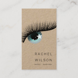 eye with stars Rustic kraft makeup artist eyelash Business Card