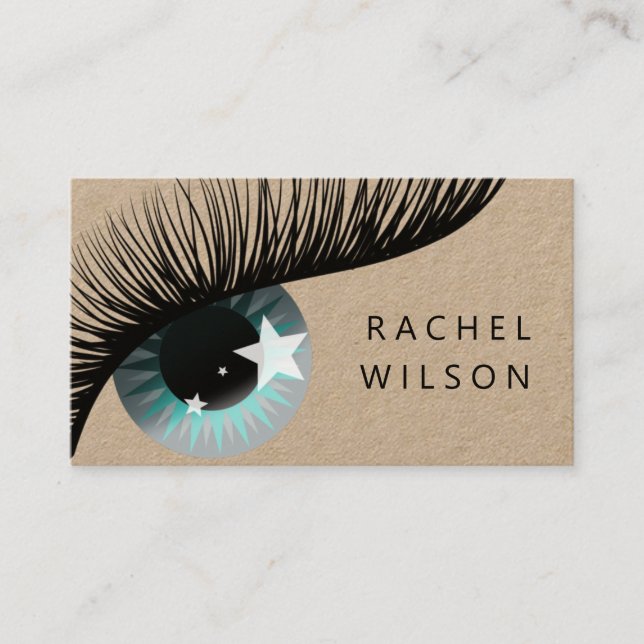 eye with stars rustic kraft makeup artist eyelash business card (Front)