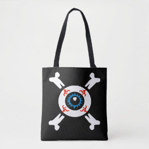 Eyeball and Crossbones (dark BG) Tote Bag