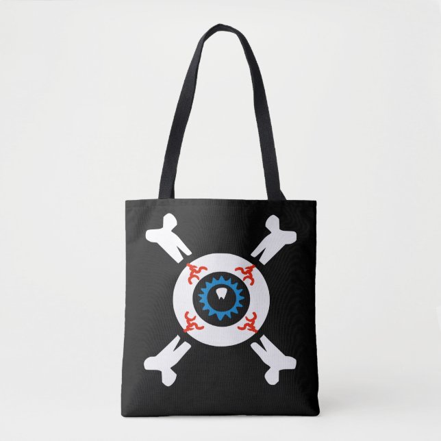 Eyeball and Crossbones (dark BG) Tote Bag (Front)