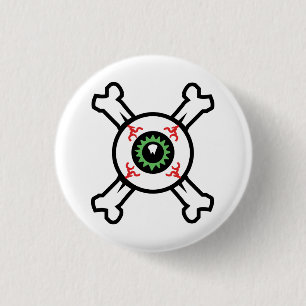 Eyeball and Crossbones for light backgrounds 3 Cm Round Badge