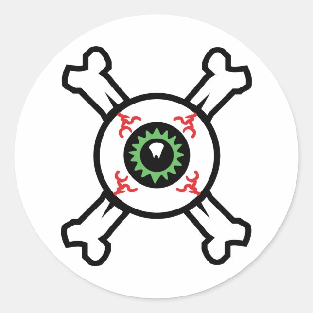 Eyeball and Crossbones for light backgrounds  Classic Round Sticker (Front)