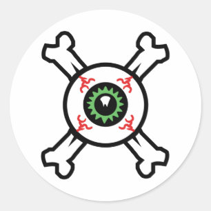 Eyeball and Crossbones for light backgrounds  Classic Round Sticker