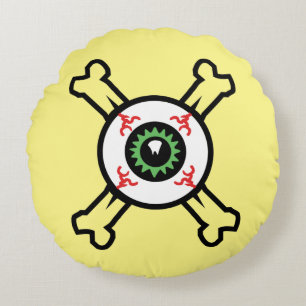 Eyeball and Crossbones (light backgrounds) Round Cushion