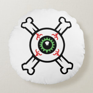Eyeball and Crossbones (light backgrounds) Round Cushion