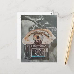Eyeball and Snake Retro Camera surreal collage art Postcard