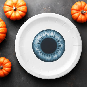 Eyeball blue iris eye funny prank joke Halloween Paper Plate