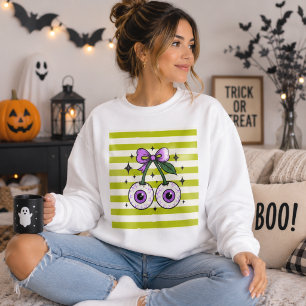 Eyeball Cherries Bow Halloween Coquette Graphic Sweatshirt