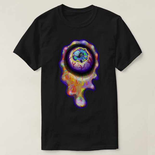 Eyeball Crying Rainbow Tears Graffiti Paint Drip  T-Shirt (Design Front)
