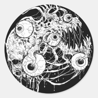 Eyeball Horror Black Inkwork Classic Round Sticker
