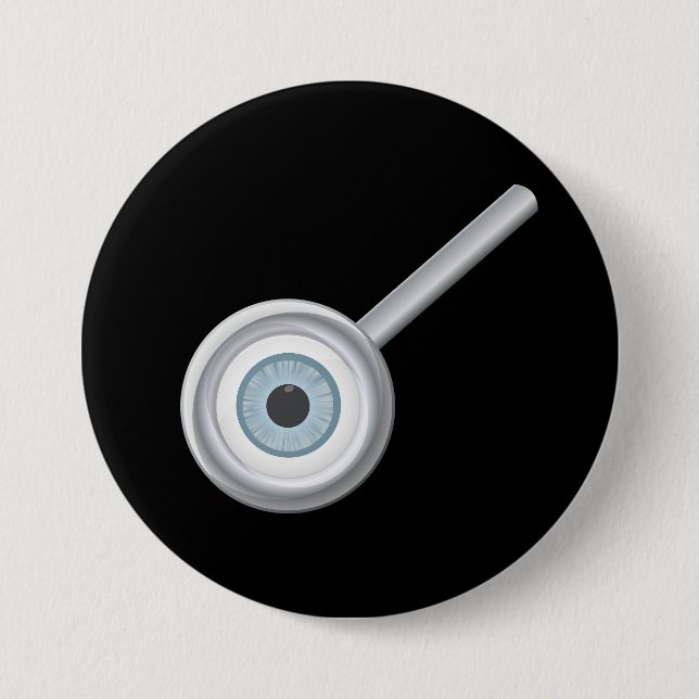Eyeball In Magnifying Glass Button (Front)