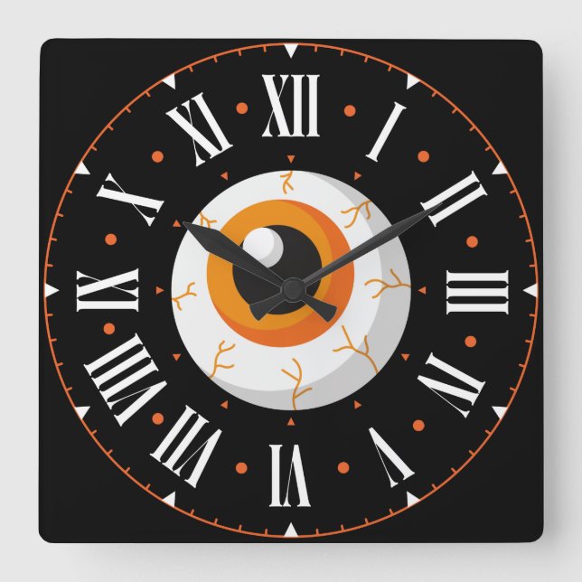 Eyeball Inside Roman Numerals Square Wall Clock (Front)