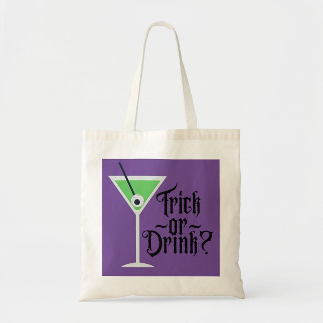 Eyeball Martini Halloween Adult Trick Or Treat Tote Bag (Front)