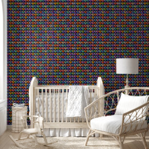 Eyeball pattern, colourful quirky wallpaper and fa