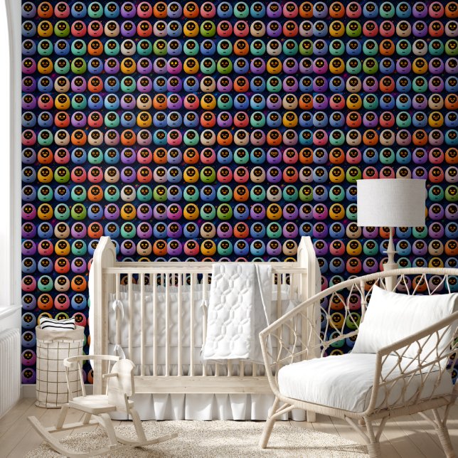 Eyeball pattern, colourful quirky wallpaper and fa (Kids)