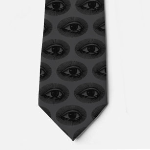 Eyeball Pattern   Neck Tie   Charcoal and Black