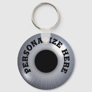 Eyeball silver grey black whimsical key ring