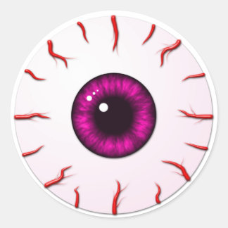 Eyeball with Pink Iris and Red Veins Classic Round Sticker