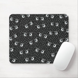 Eyeballs and Glasses on Polka Dots Mouse Mat