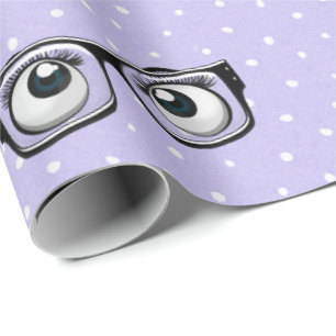 Eyeballs and Glasses on Polka Dots Wrapping Paper